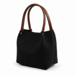 Daily Tote Bag - Premium Woven Fabric Black & Brown - Image 3