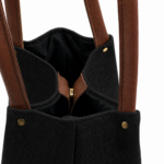 Daily Tote Bag - Premium Woven Fabric Black & Brown - Image 4