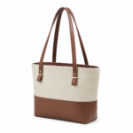 Canvas Classic Combo Tote set of 2 Beige & Brown - Image 4