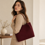 Daily Tote Bag - Premium Woven Fabric Maroon & Brown - Image 2