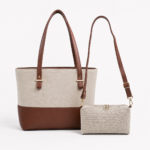 Classic Combo Tote set of 2 Beige & Brown