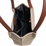Daily Tote Canvas Bag - Premium Woven Fabric Beige - Image 4